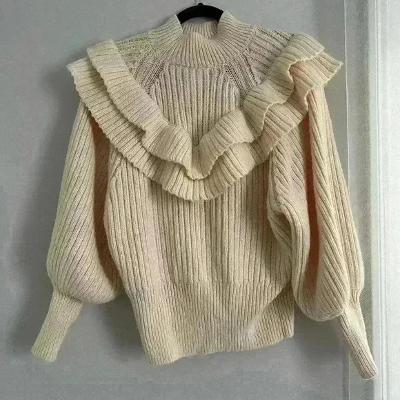 H&M Flounced Rib-Knit Ruffle Sweater - Picture 5 of 11